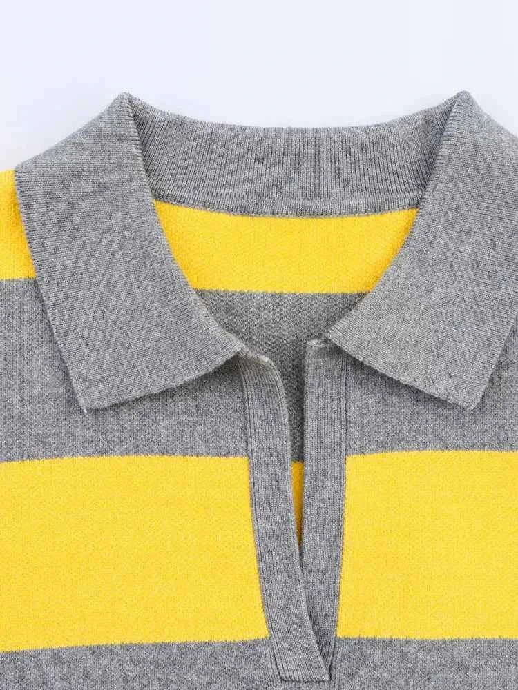 Nlzgmsj 2025  Autumn High Street Chic Women Striped Knitted  Sweaters Women Full Sleeve Vintage Style Tops