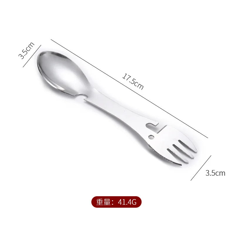 Outdoor Survival Tools 5 In 1 Camping Multi-Functional EDC Practical Kit Fork Knife Spoon Bottle/Can Opener