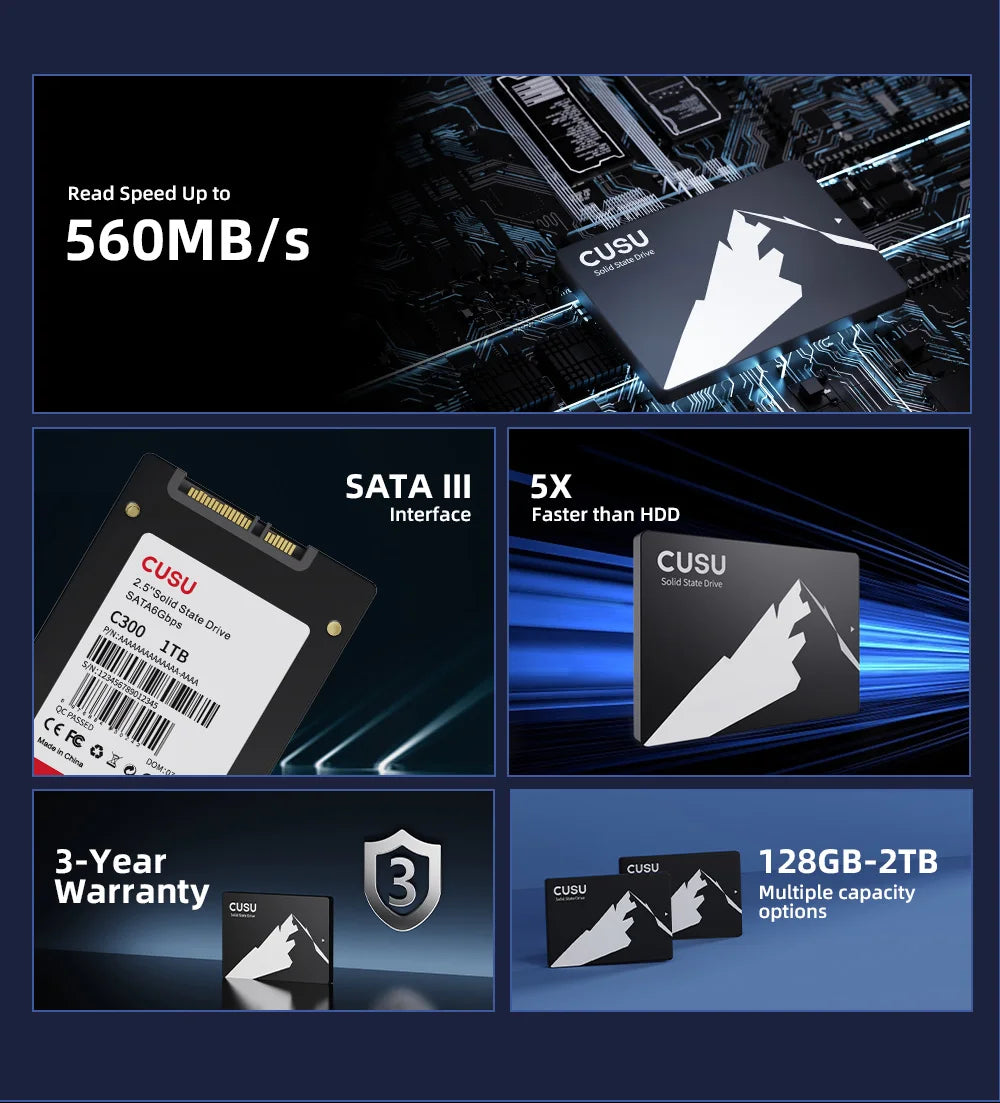 CUSU SSD 512gb 1tb 2tb Hard Drive SSD SATA 120gb 240gb 480gb 128gb 256gb 960gb 1920gb Internal Solid State Disk for Computer PC
