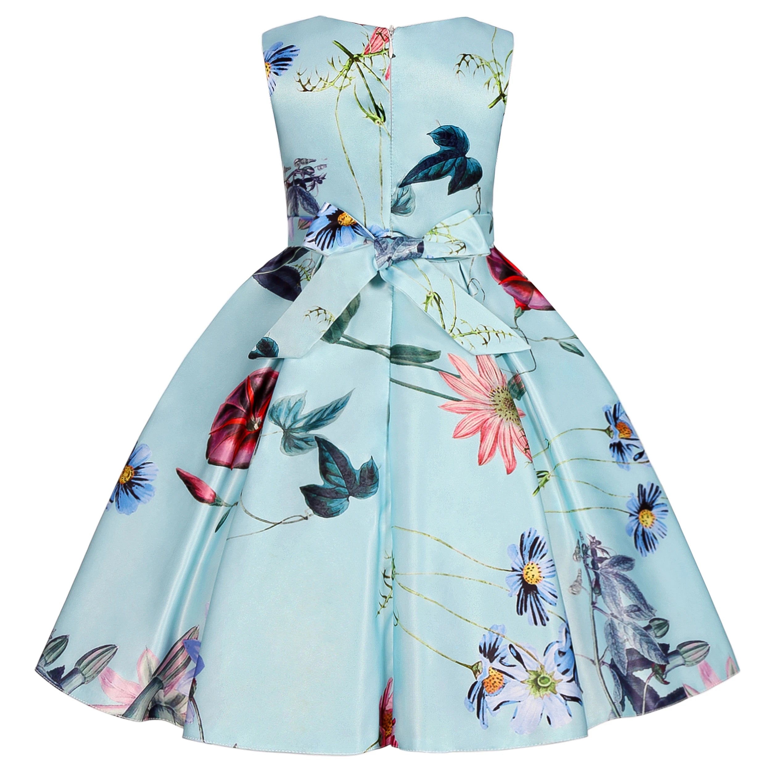 2026 European and American children's new flower vintage print princess dress girl holiday party dress dress
