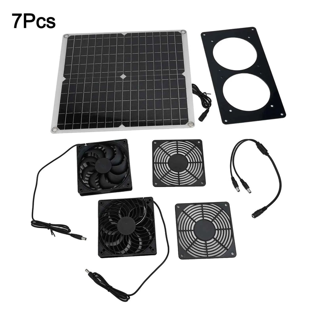 Cooling W Solar Panel Fan Outdoor Solar Exhaust Fan RV W Solar Panel Durability Greenhouses Exterior Laminated Chicken Coops
