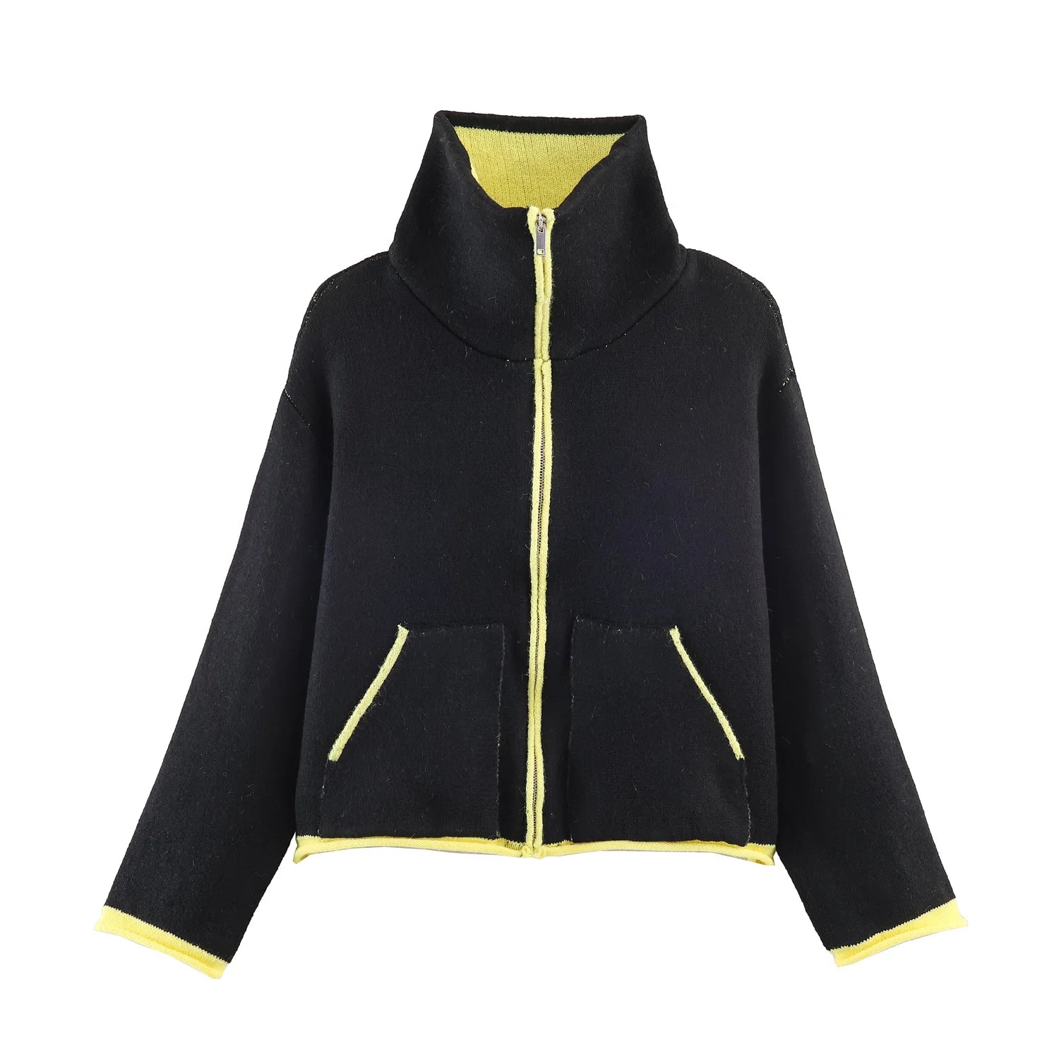 2026 Autumn Casual Jacket Coat Fashion Contrast Color Design Long Sleeve Zipper Jackets For Women Streetwear Casual Outerwear ﻿
