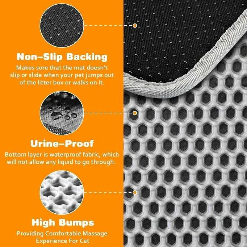 Cat Litter Mat Double Layer Pet Non Slip Big Pet Litter Box Filter MatWear Resistant Waterproof Anti-slip Cat Litter Mat