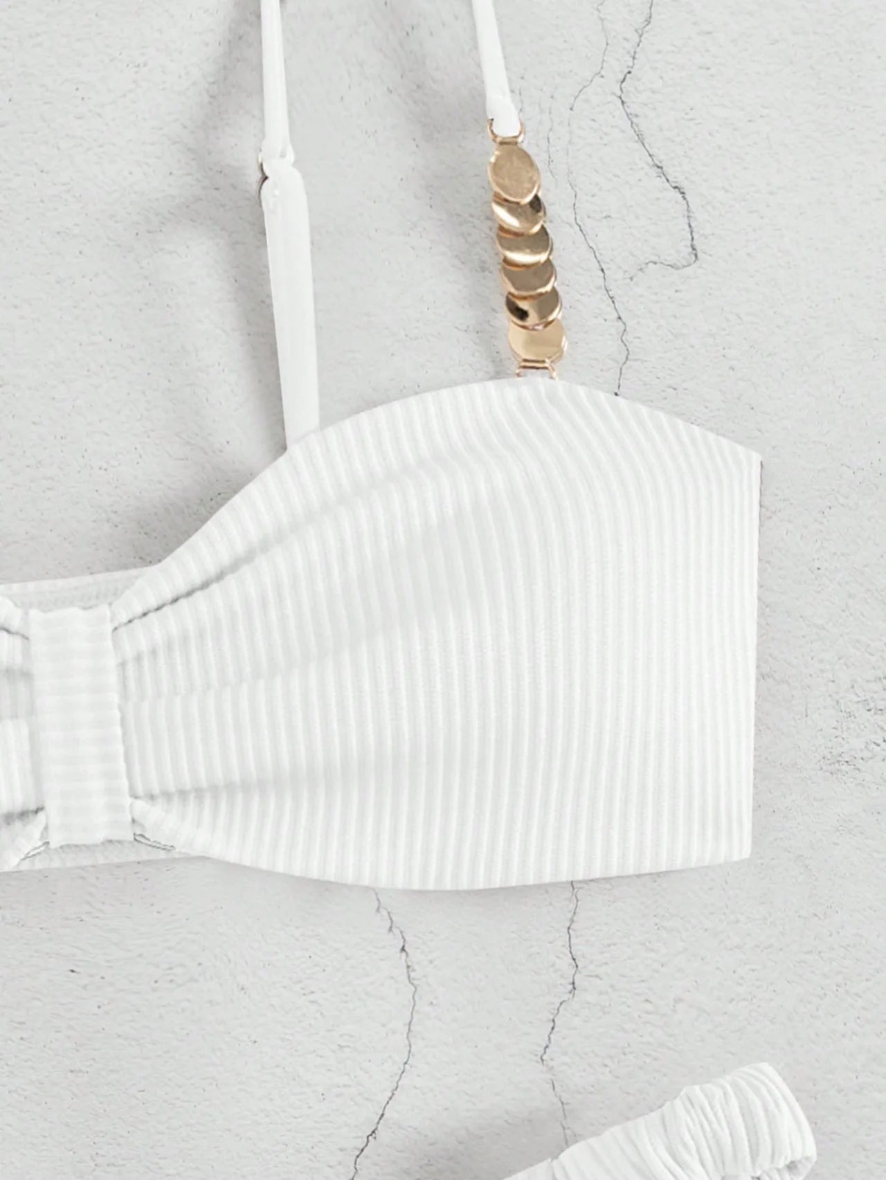Sexy Front Bow Push Up Bikini Set 2026 Women Metal Strap Hollow Out Bra Pleate Thong Swimsuit Summer Bathing Suit White Swimwear