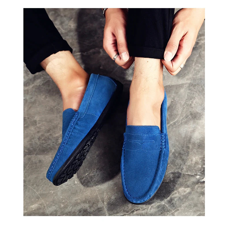 Men Casual Shoes Fashion Suede Leather Men Loafers High Quality Moccasins Slip On Men's Flats Lightweight Driving Shoes 38-47