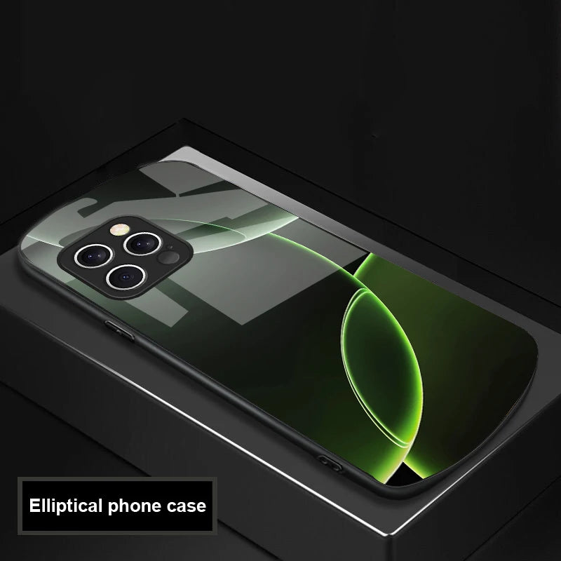 Geometric Semicircle For IPhone 16 Pro Max 15 Pro 14 13 12 Mini 11 XS Max XR 7 8 Plu SE 2022 Elliptical Glass Phone Case