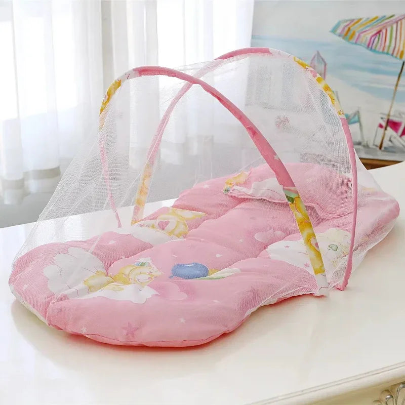 Baby Bed Infant Mosquito Nets Foldable with Cotton Pillows Portable Folding Baby Bedding Crib Netting Mosquito Prevention