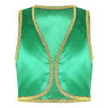 Children Boys Arabian Prince Costume Genies Vest Open Front Golden Genies Waistcoat for Party Halloween Cosplay Fancy Dress Up