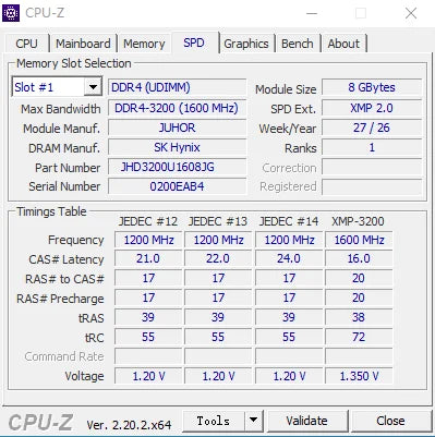 JUHOR DDR4 8GB 3200MHz CL16 High Performance Desktop Memory