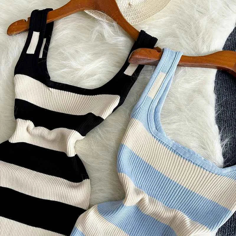 2024 Stripe Summer Elastic Split Bodycon Dress Sexy Beach Vacation Sundress Women Casual Slim Pencil Vestidos Maxi Long Dress