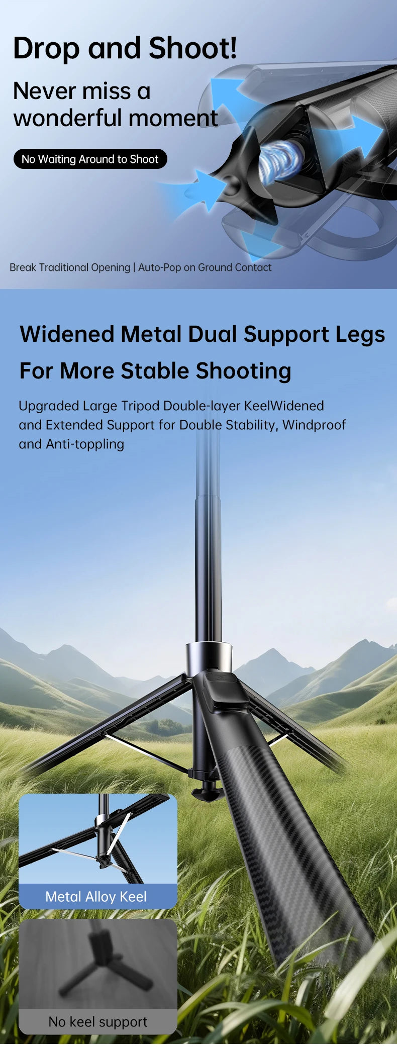 1.8m Extendable Double-sided Magnetic Phone Selfie Stick with Remote Auto-Open Tripod for iPhone 17/16/15 Live Streaming Vlog