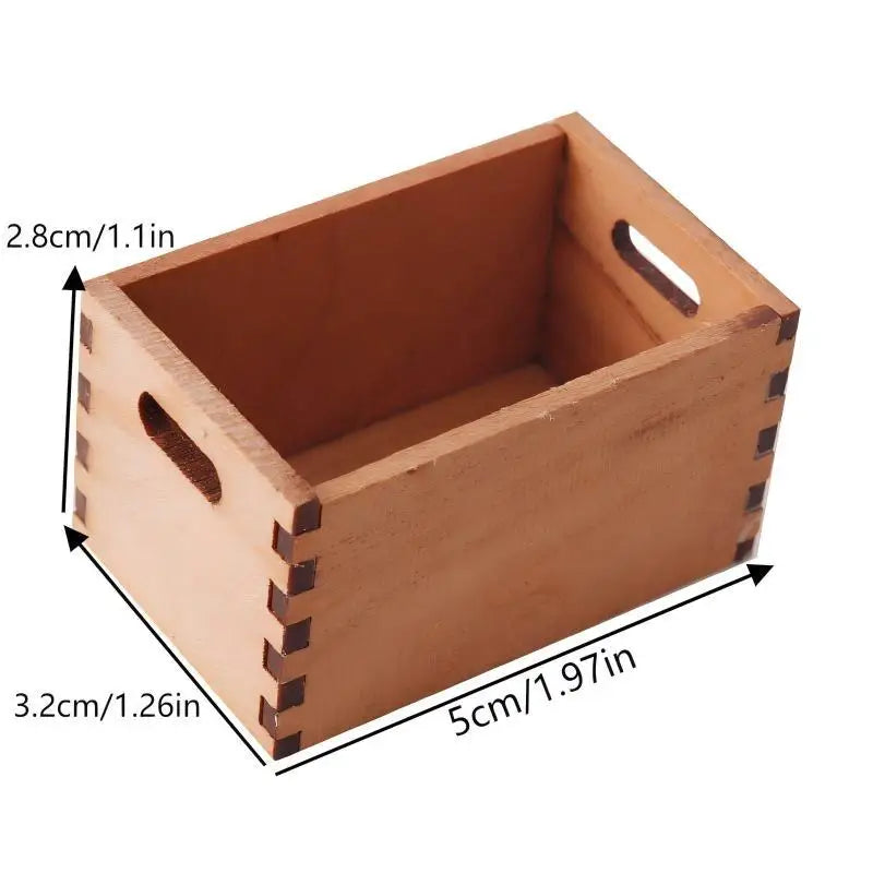 ♥1:12 Dollhouse Wooden Storage Basket Simulation Furniture Model Micro Dollhouse Ornament
