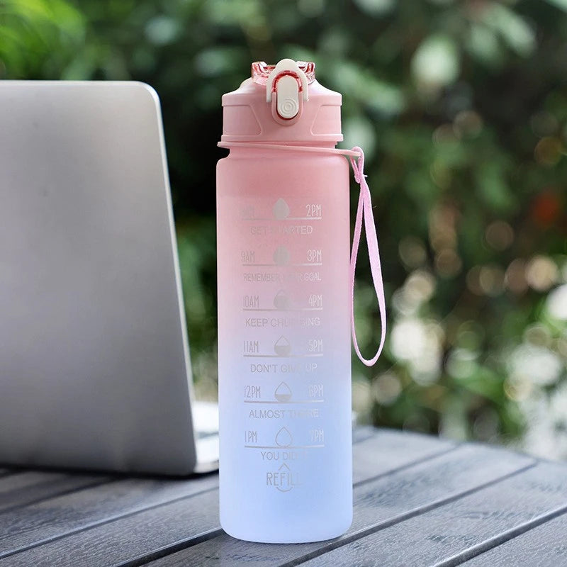 900ML Water Bottle Motivational Sports Bottle With Time Marker Leak-proof Cup Fitness BPA Free Portable Drinkware For Outdoor