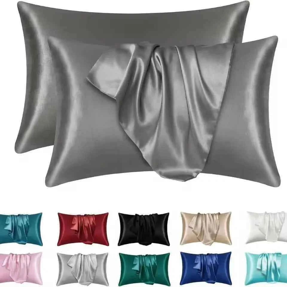 2pcs Satin Silk Pillowcase for Hair and Skin, Coral Pillow Cases Standard Size Set of Super Soft Pillow Case