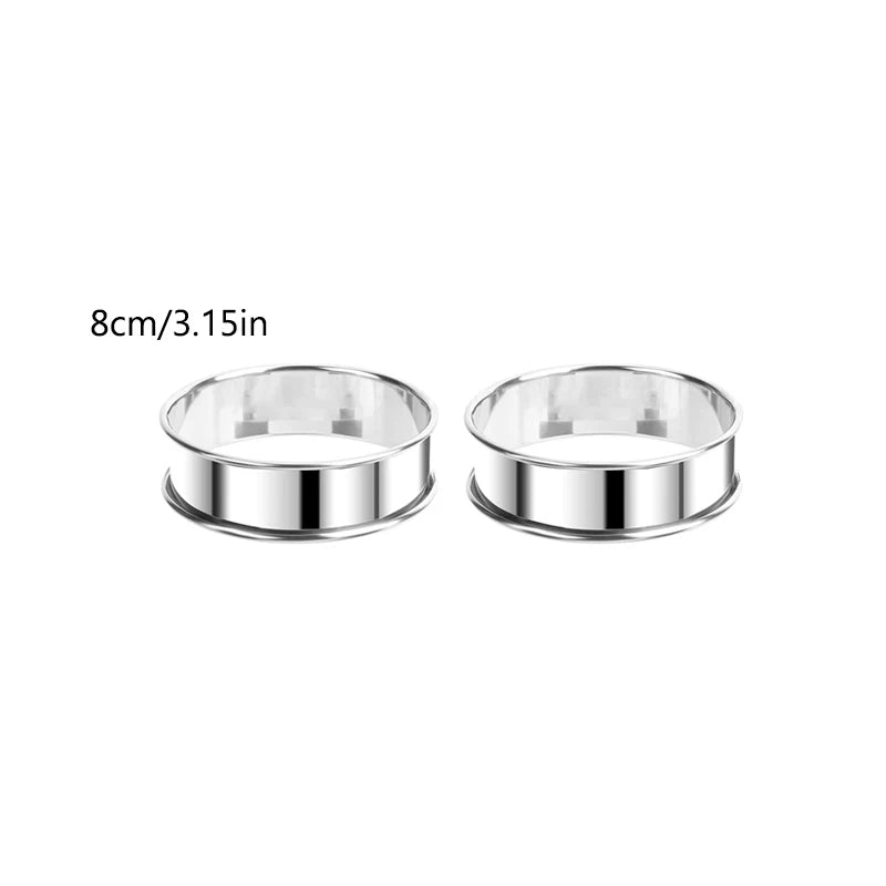 12packs Crumpet Rings Muffin Rings Stainless Steel Nonstick Metal Round Molds for Cake Cookie Cooking Baking Kitchen Tools