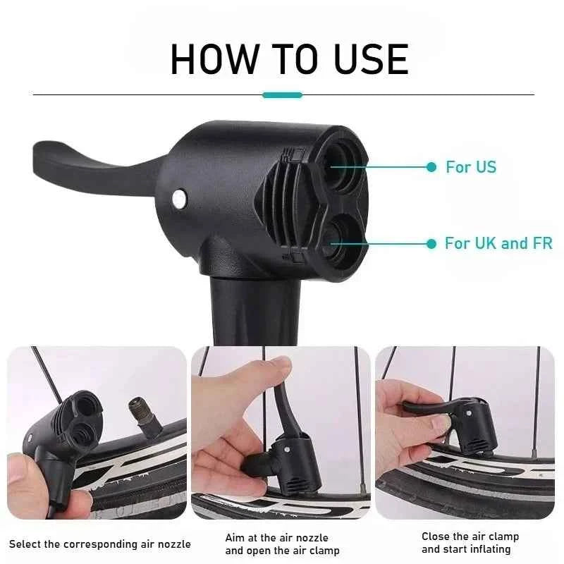 DOMEN Bicycle Air Pump Conversion Clip 2 In 1 Fast Conversion Head Clip Type Nozzle Car Tire Valve Pump Nozzle Adapter