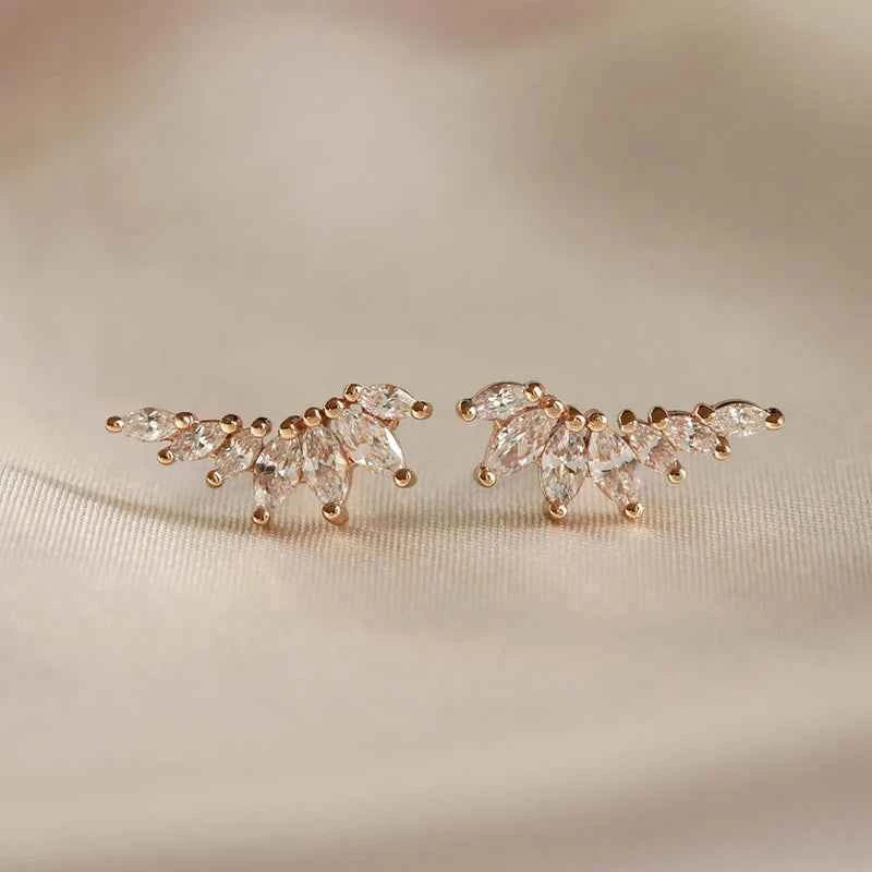 Women's 925 Sterling Silver Ear Needle Crystal Zircon Water Droplets Stud Hoop Gold Huggie Earrings Premium Luxury Party Jewelry
