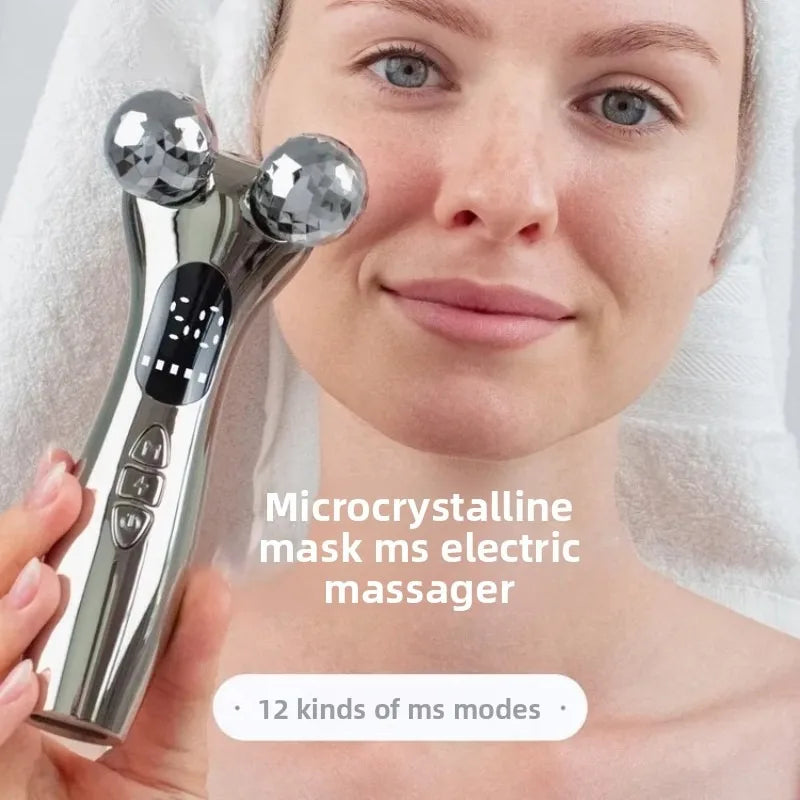 4D Roller Massage Tool Microcurrent Massager Three-dimensional Shaping Facial Neck Skin Beauty Device Handheld Electric  Adults