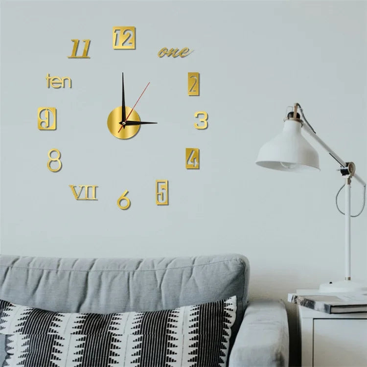 DIY Modern Design Large Wall Clock Fashion Decorative Living Room Wall Clock Home Decoration Clocks Decor Decoration for Bedroom