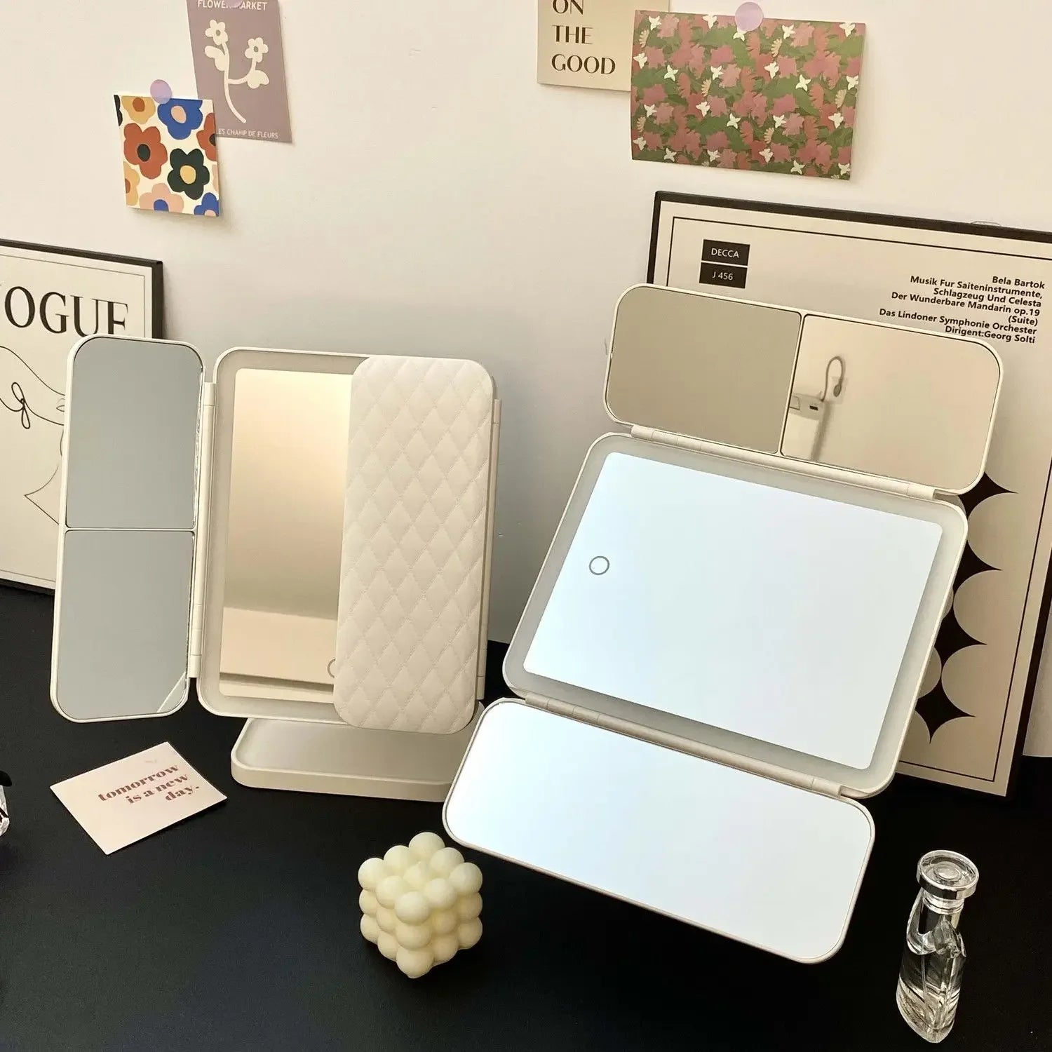 Trifold Makeup Mirror LED Lights Dorm Dressing Mirror Beauty Light Up Your Fill Light With Smart Complementary Makeup Mirror Tri