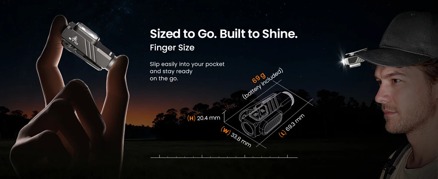 SOFIRN ST10 1000lm Mini Clamp Flashlight 144m 7000K LED Light 14500 USB C Rechargeable White&Red Lamp IPX6 with Magnetic Tailcap