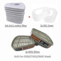 6001 6002 Cartridge 5N11 Cotton Filter Set for 3M 6200 7502 6800 Respirator Dust Gas Chemical Painting Spraying