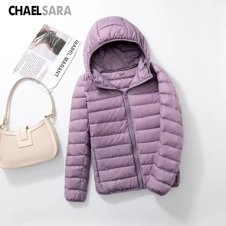 Ultra Light White Duck Down Jacket for Women, Warm Coat for Lady, Female Hooded Parka, Plus Size, 7XL, Autumn and Winter 2024