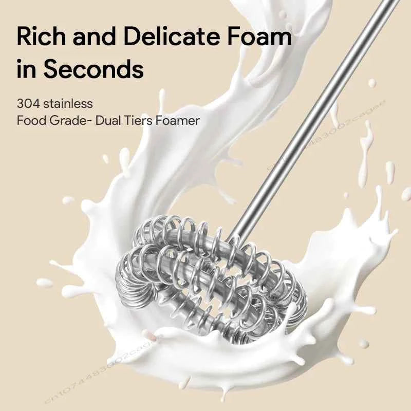 Electric Milk Frother USB Rechargeable Handheld Egg Beater 3 Speeds Foam Maker Mixer Coffee Drink Frothing Wand Foamer Kitchen