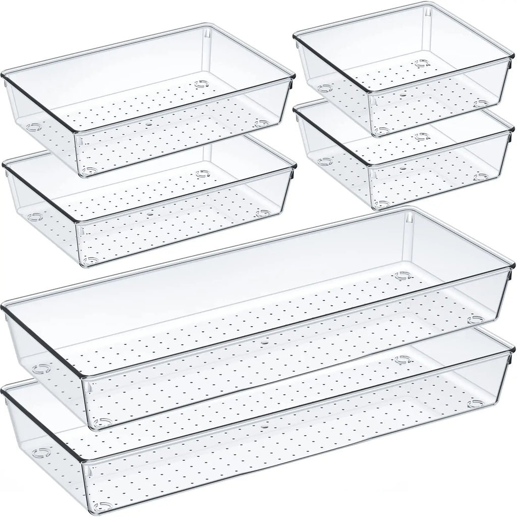 88/6/9Transparent Plastic Drawer Storage Set, Bathroom Drawer Storage Tray Storage Box, Suitable for Makeup Vanity, Kitchen Gadg