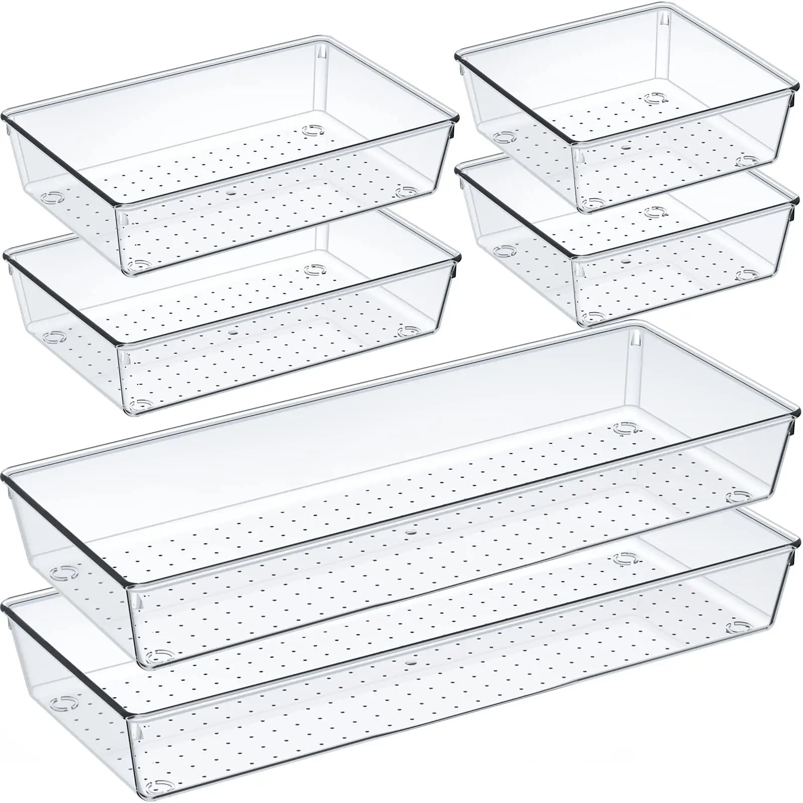 88/6/9Transparent Plastic Drawer Storage Set, Bathroom Drawer Storage Tray Storage Box, Suitable for Makeup Vanity, Kitchen Gadg