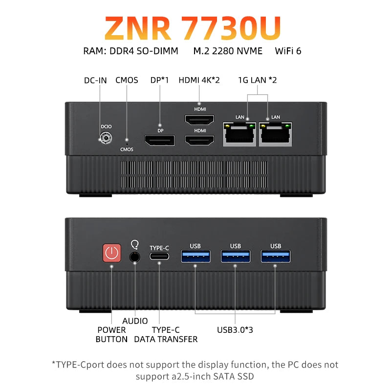 TexHoo Mini PC Computer Gaming AMD Ryzen7 5700U R5 4500U Intel Core i5 1335U CPU  NUC Office DDR4 DDR5 NVMe WIFI6