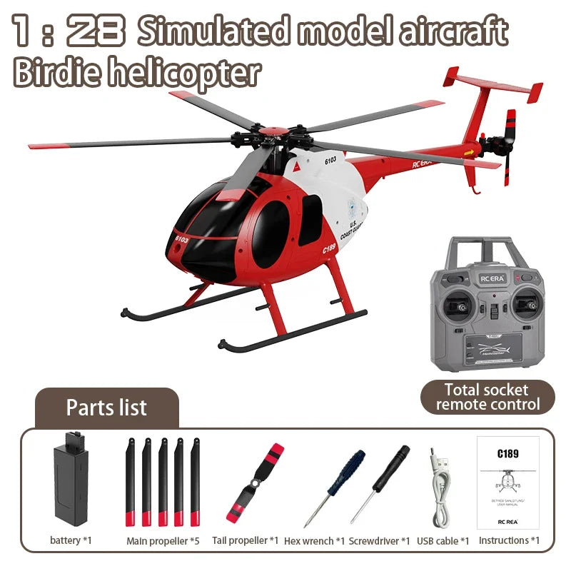 MD500 RC Helicopter 1:28 C189 Brushless Dual-motor Remote Control Model 6-Axis Gyro Aircraft Multifunctional Flying Machine Toy