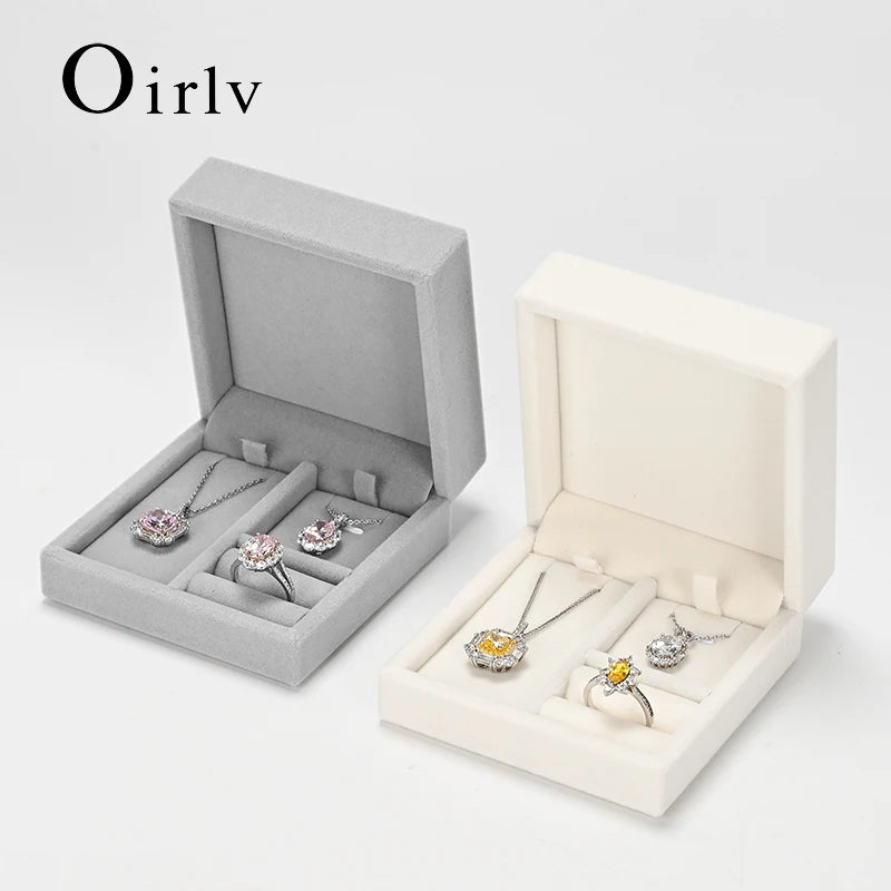Oirlv Portable Velvet Jewelry Box Ring Box Necklace Pendant Storage Box Jewelry Accessories Wedding Gift Box Jewelry Organizer