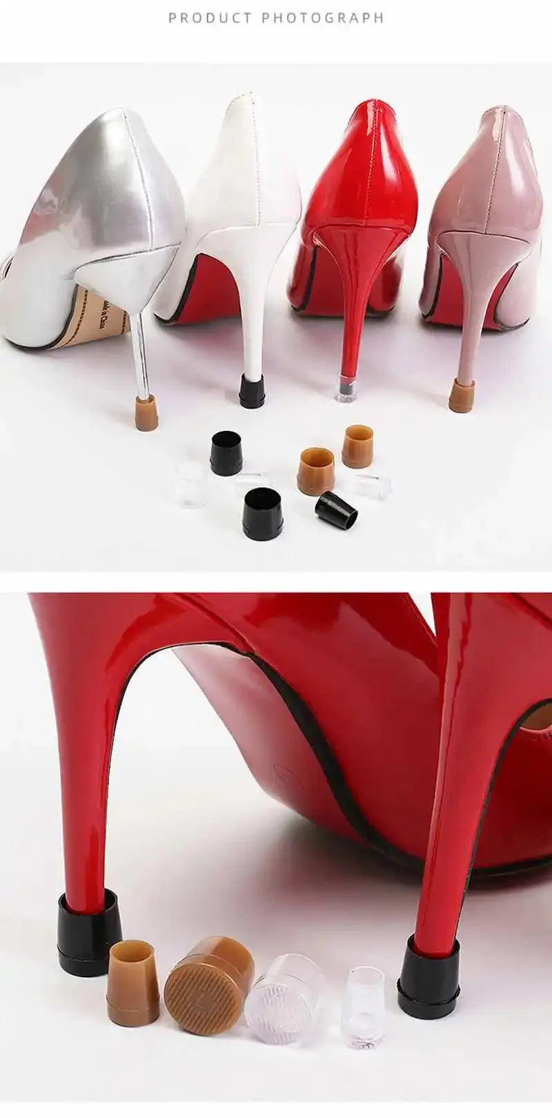Thin Heel Protector Silicone Non-slip Wearable Heel Cover Round Woman High Heels Protective Cover TPU/PVC Material Soft Damping