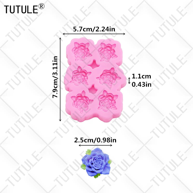 Peony Flower DIY Resin Phone Case Clay Mold 3D Peony Flower Resin Accessories Silicone Molds Flower Chocolate Fudge Cake Mold
