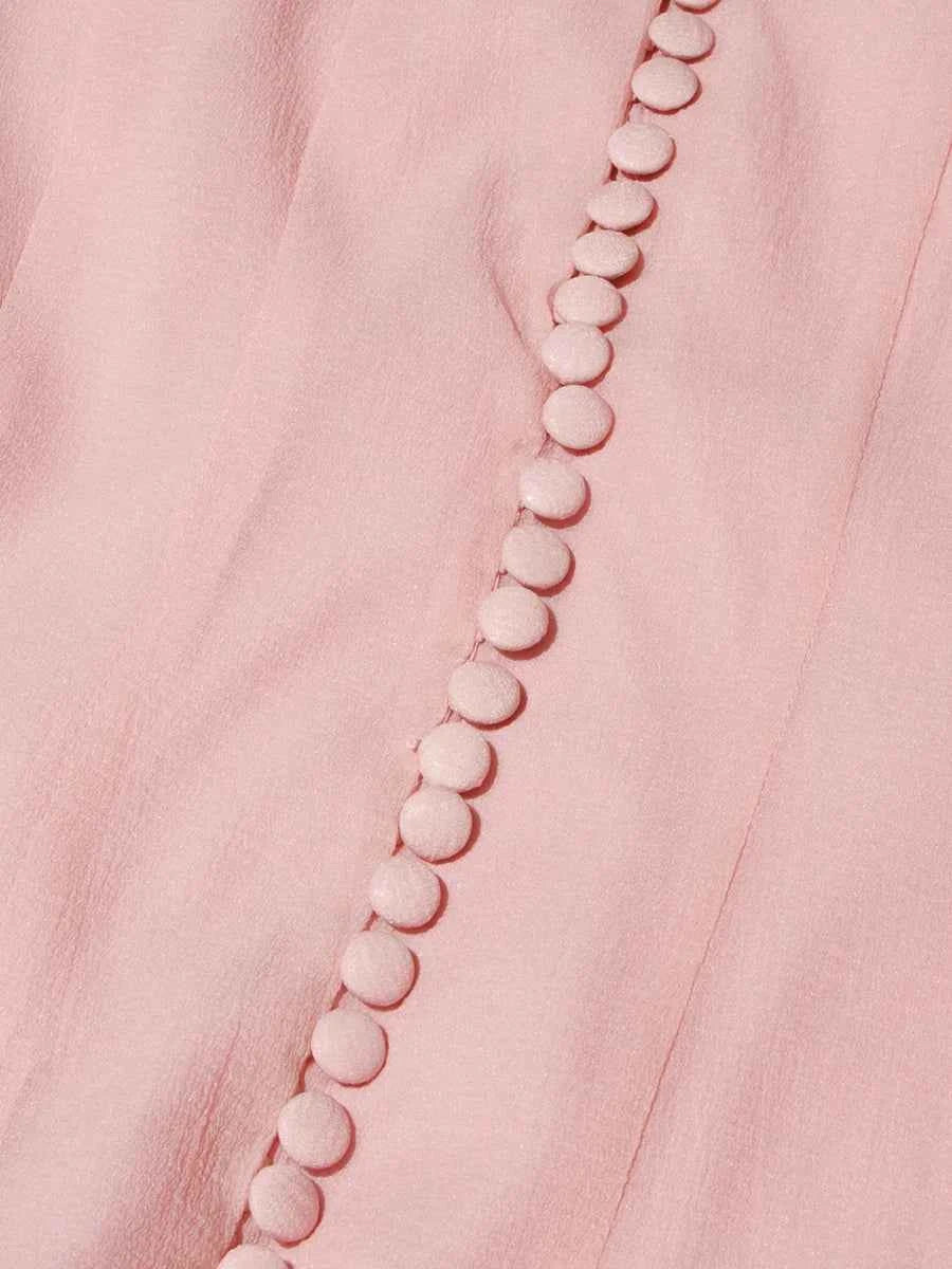 TWOTWINSTYLE Solid Spliced Button Slimming Dresses For Women O Neck Long Sleeve High Waist Patchwork Ruffles Female Fashion New