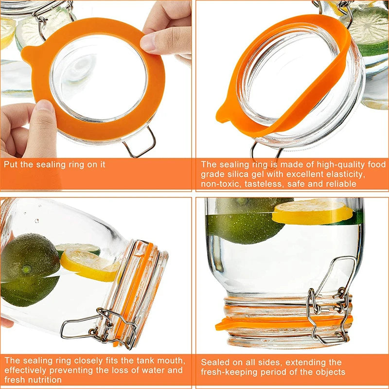 5Pcs Silicone Jar Gaskets Food Storege Jars Replacement Airtight Leak-Proof Rubber Seals Rings Fits Regular Mouth Canning