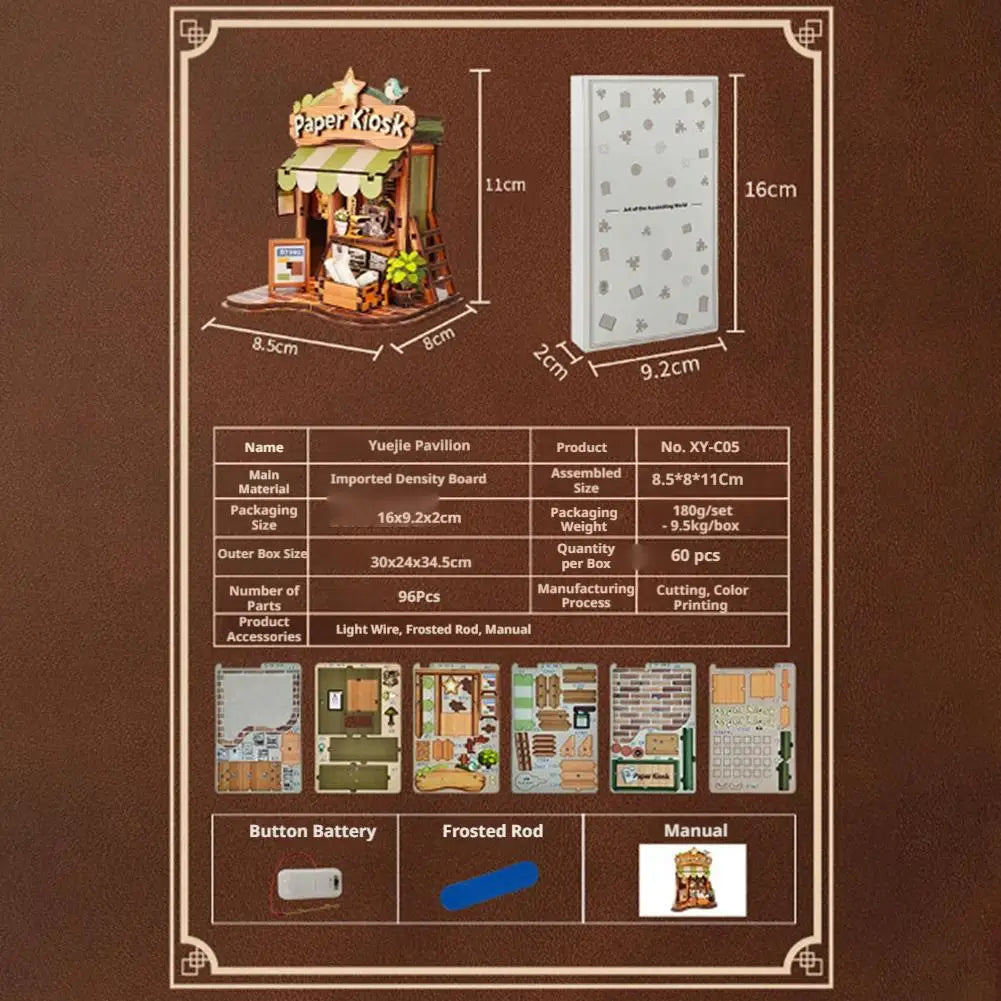 DIY Book Home Wooden Building Gift Creative Bookstore Desktop Decoration 3D Hand-assembled Building Model Highquality Furnishing