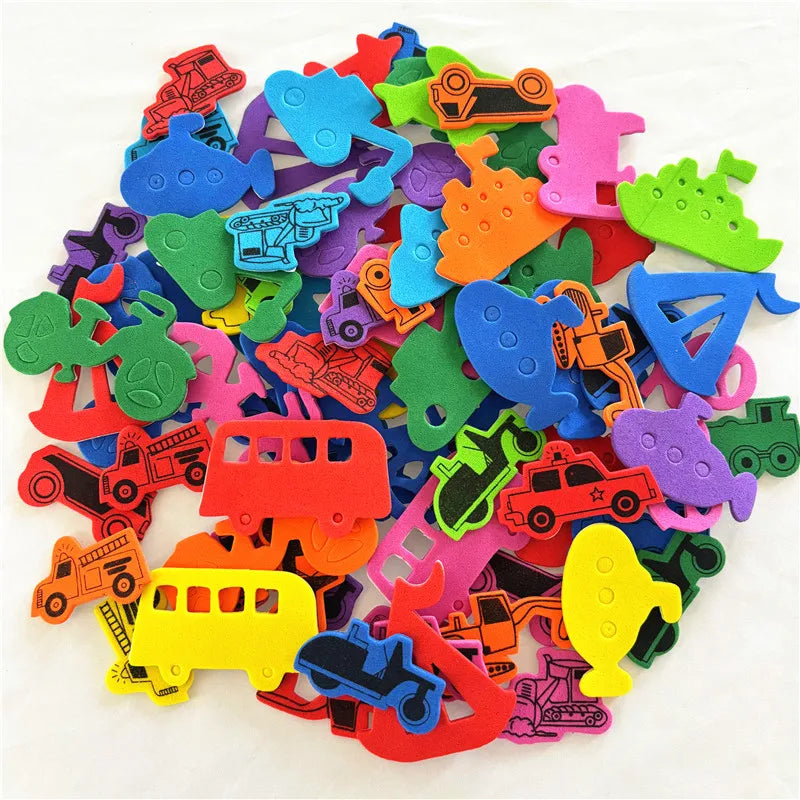 100PCS Glitter Foam Stickers Assorted Shapes Self-Adhesive Craft Stickers for Kids DIY Scrapbooking Card Making Classroom Decor