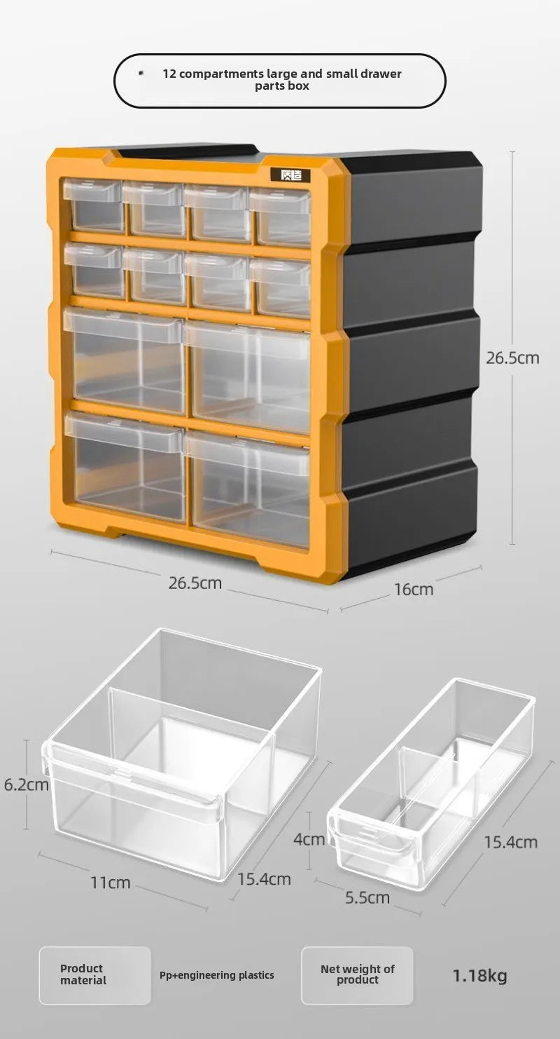 Hardware Toolbox Hanging Design Tool Parts Box Drawer-type Classification Storage Box Sturdy and Durable Tools Packaging