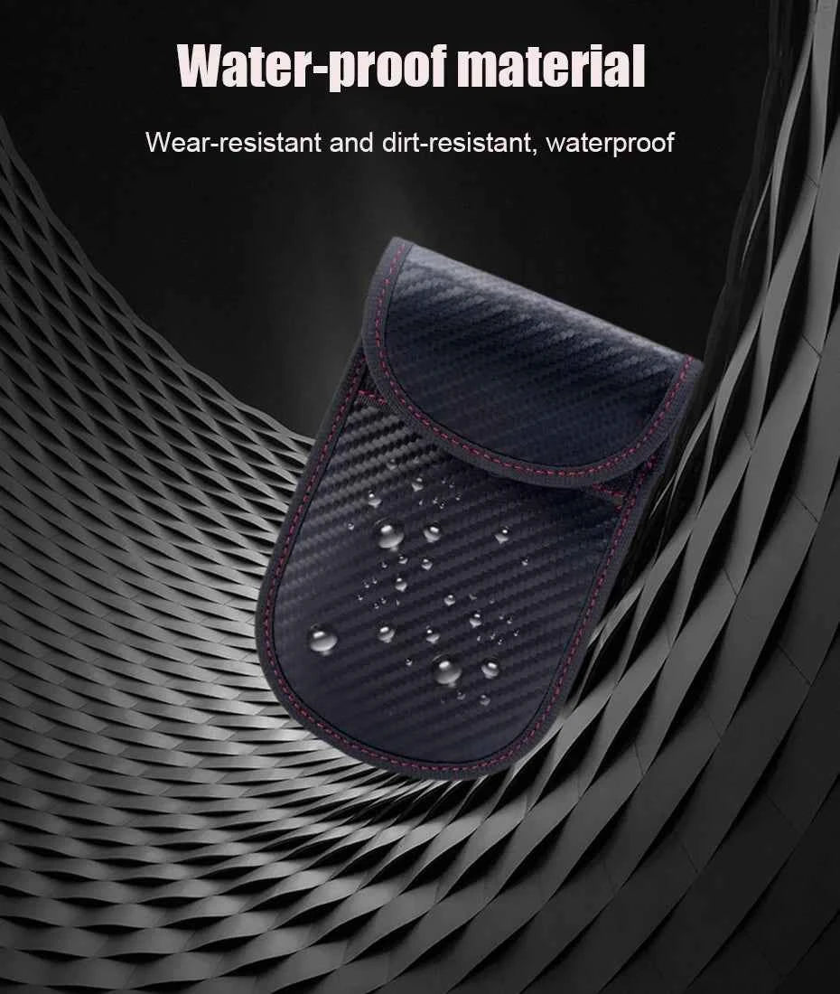 Faraday Bag for Key Fob Cage Protector Car RFID Signal Blocking Key Fob Protector Anti-Theft Pouch Double-Layers of Carbon Fiber