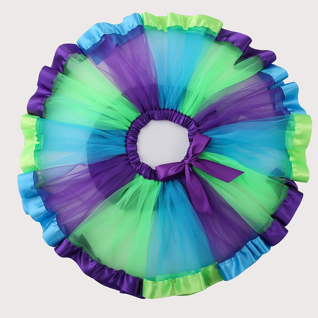 Mini skirt Party With Hairpin 2024 Tutu Skirt Baby Girl Skirts Princess Rainbow Tulle Skirts Girls Clothes Children Clothing