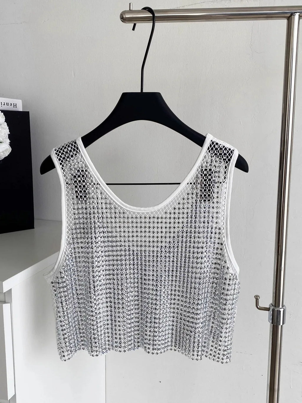 Ele Svel Women's Vest Summer Me Hollow Heavy Embroidery ort Design Street Sexy Top Faion Commute Sle Slim Fit