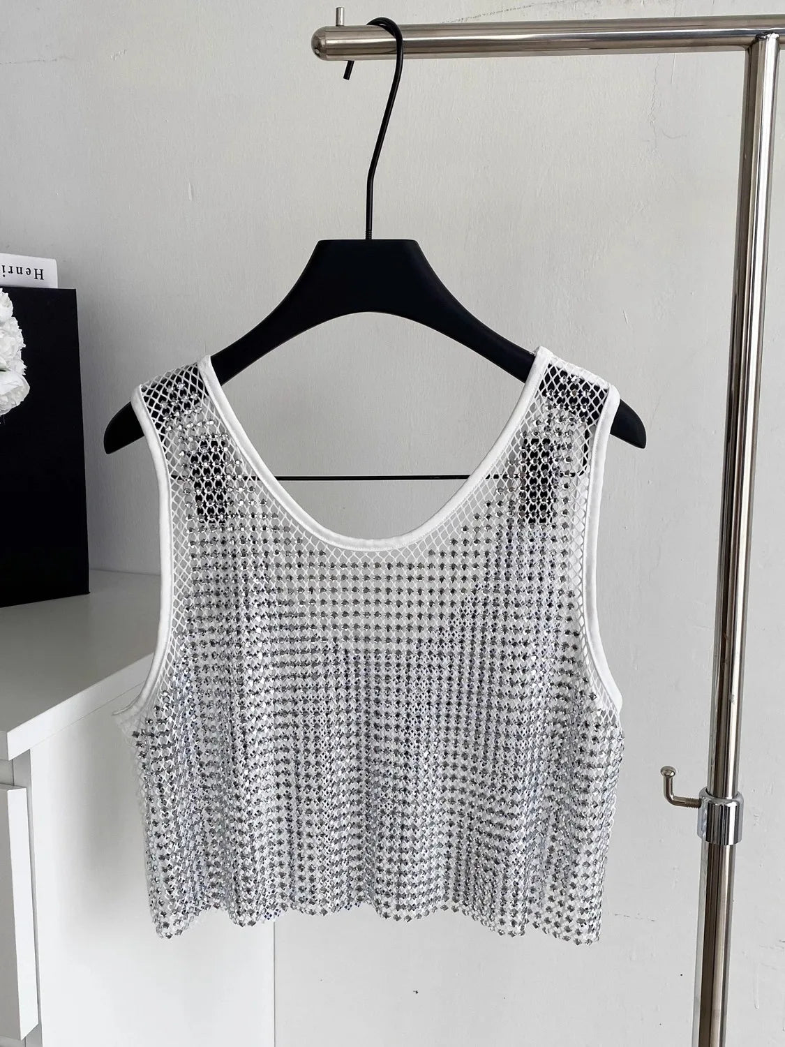 Ele Svel Women's Vest Summer Me Hollow Heavy Embroidery ort Design Street Sexy Top Faion Commute Sle Slim Fit