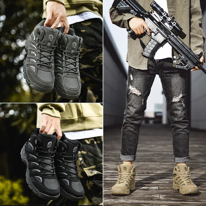 New Men's Boots Fashion Outdoor Boots Breathable Hiking Boots Autumn Shoes Sneakers lightweight Non-slip Men Desert Ankle Boots
