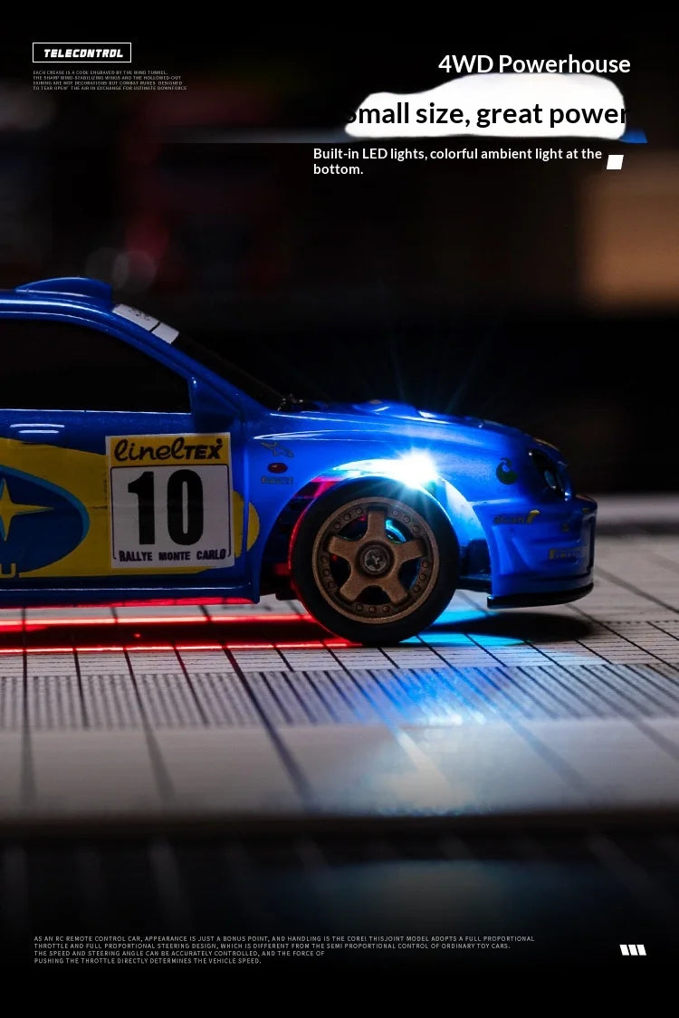 WHOOSH Licensed 1:43 Scale Mini RC Drift Car Full Proportional Remote Control Subaru WRC WRX STI Mazda RX7 Desktop Toy For Boys
