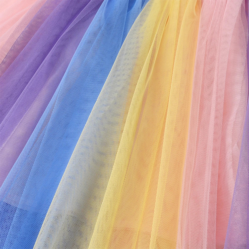 DXTON Ruffles Sleeveless Princess Dresses Mesh Elegant Kids Dress For Girls Butterfly Floral Summer Children Holiday Clothing