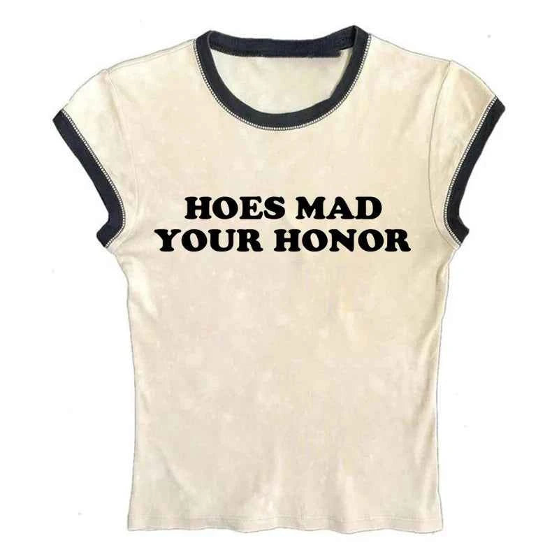 Aesthetic Vintage Y2k Style Clothes High Street Print Baby Tees Slim Crop Tops Streetwear Goth Short Sleeve Emo Girls Tops emo