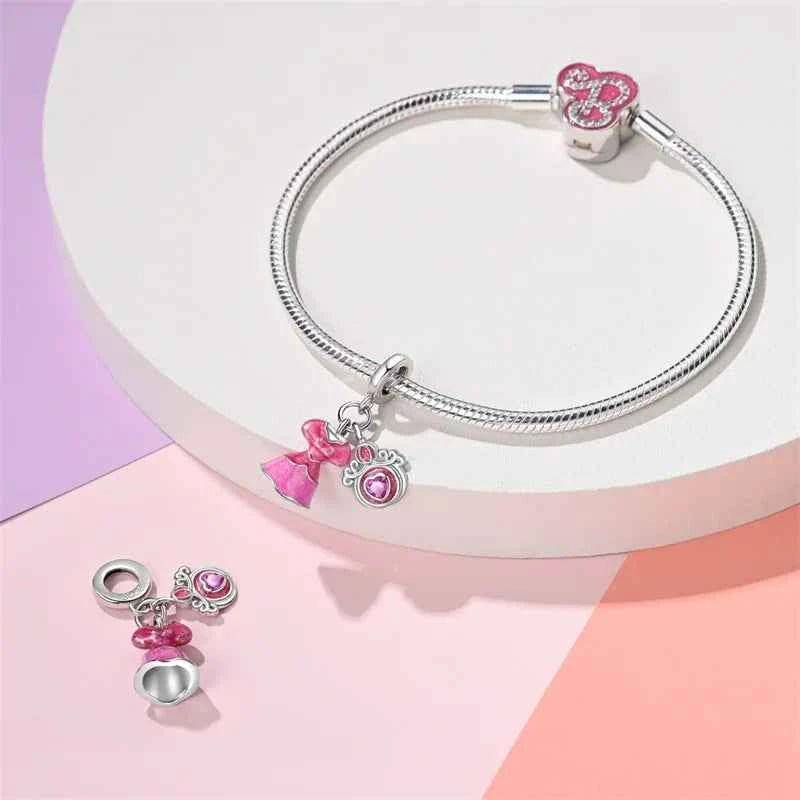 925 Silver Pink Princess Skirt Butterfly High Heels Fashion Bag Charms Beads Fit Pandach 925 Original Bracelets Fine DIY Jewelry
