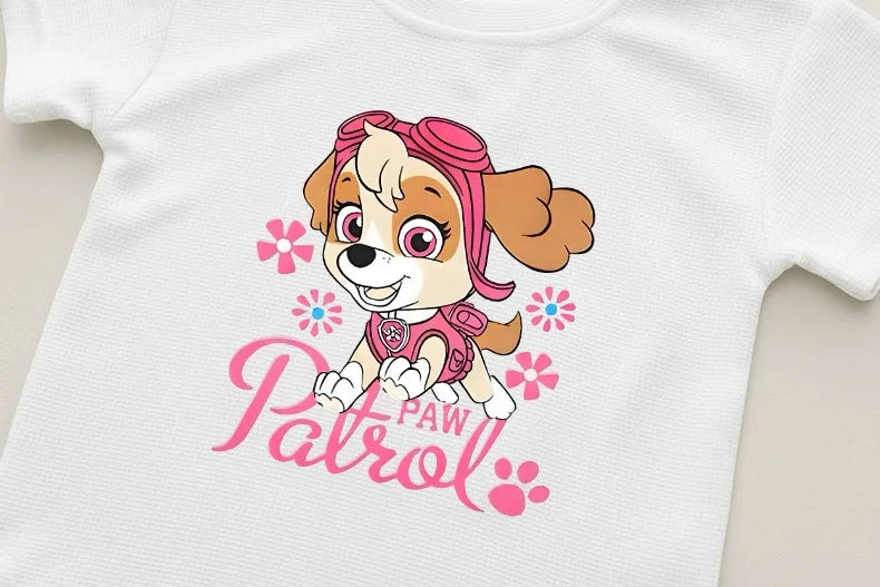 PAW Patrol Printed Summer Girls Casual Outfits Children's Shorts Sets Kids T Shirt and Shorts Two Piece Set Outdoor Sportwear